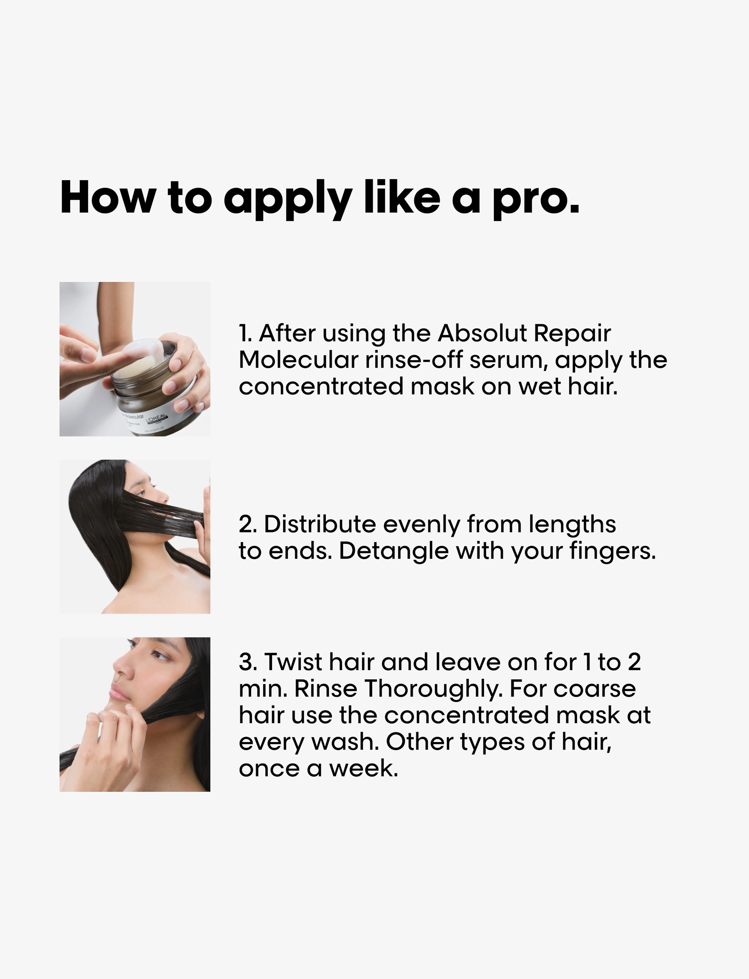 L'Oréal Professionnel - Absolut Repair Molecular Rinse-off Mask - hårinpackning - clear - 2