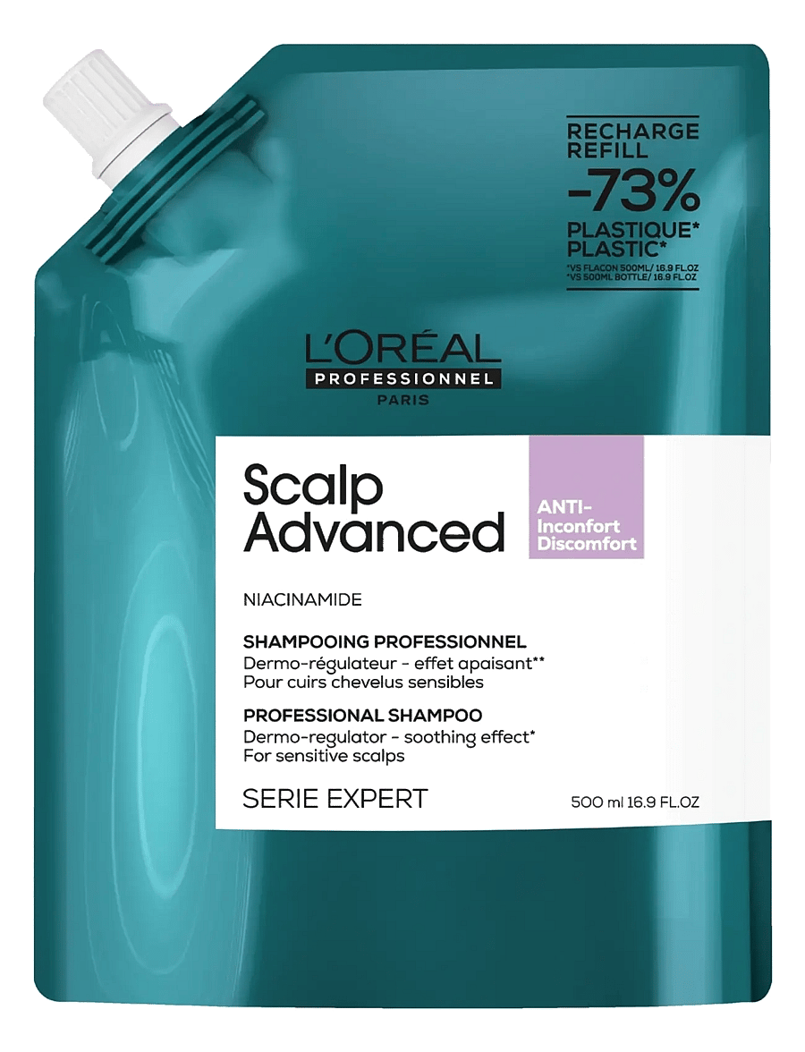L'Oréal Professionnel - L'Oréal Professionnel Scalp Advanced Anti-Discomfort Shampoo 500ml Refill - hårvård refill - clear - 1