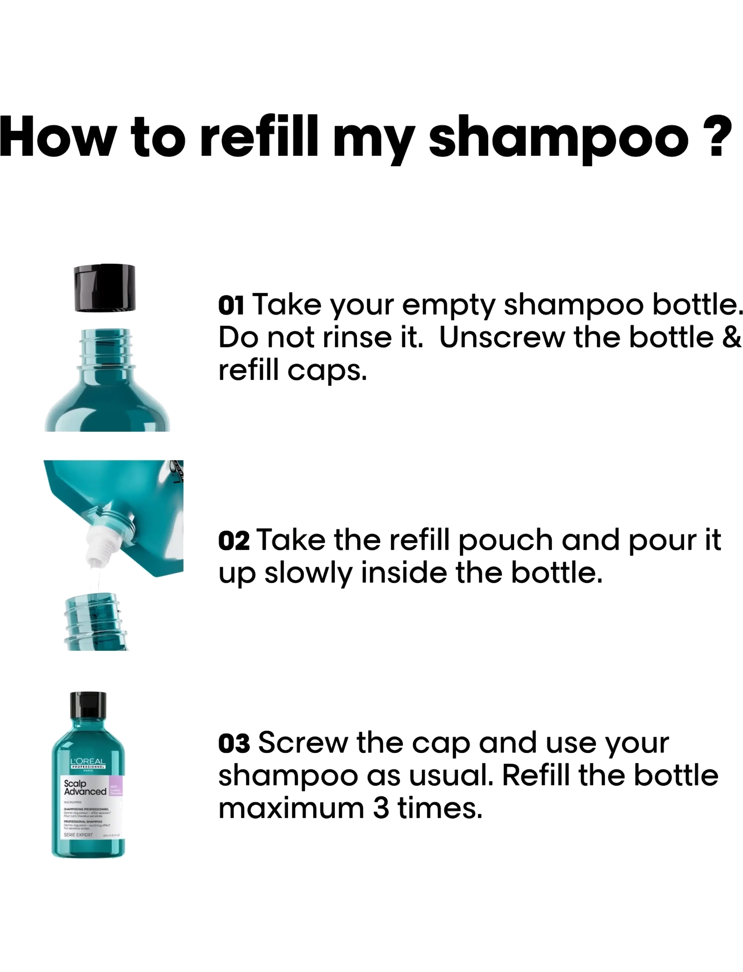 L'Oréal Professionnel - L'Oréal Professionnel Scalp Advanced Anti-Discomfort Shampoo 500ml Refill - refill til hårpleje - clear - 5