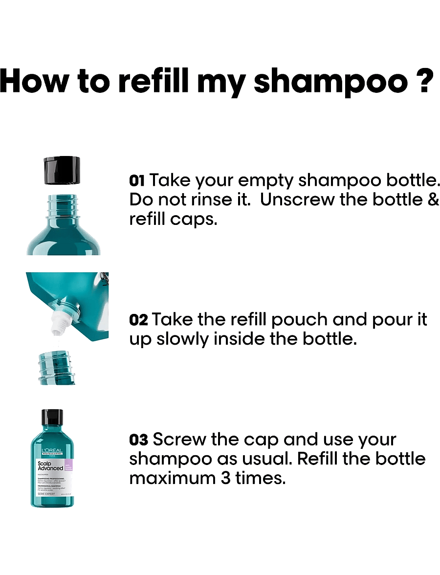 L'Oréal Professionnel - L'Oréal Professionnel Scalp Advanced Anti-Discomfort Shampoo 500ml Refill - hårvård refill - clear - 5