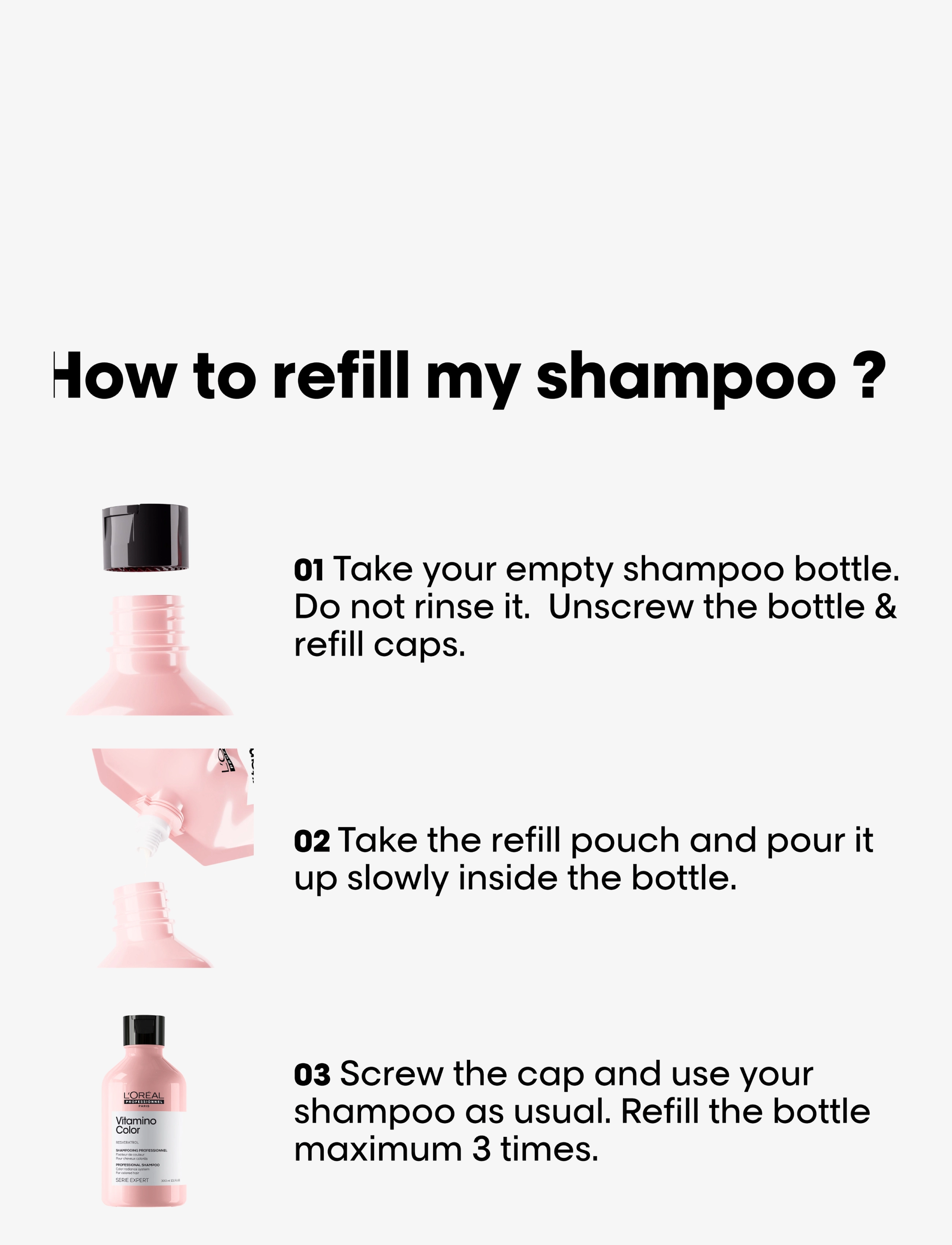 L'Oréal Professionnel - Vitamino Color Shampoo Refill - refill til hårpleje - clear - 2