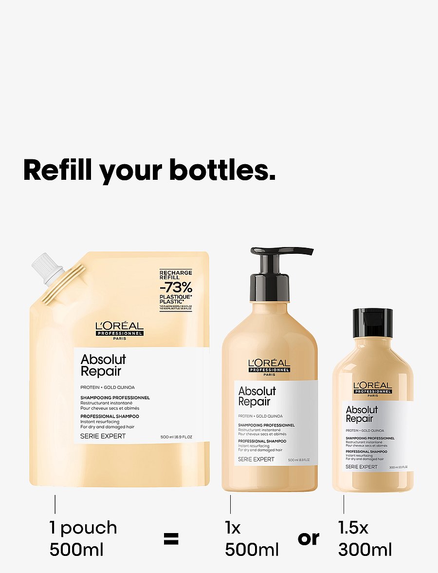 L'Oréal Professionnel - L'Oréal Professionnel Absolut Repair Gold Shampoo Refill 500ml - Áfyllingar fyrir hárvörur - clear - 1