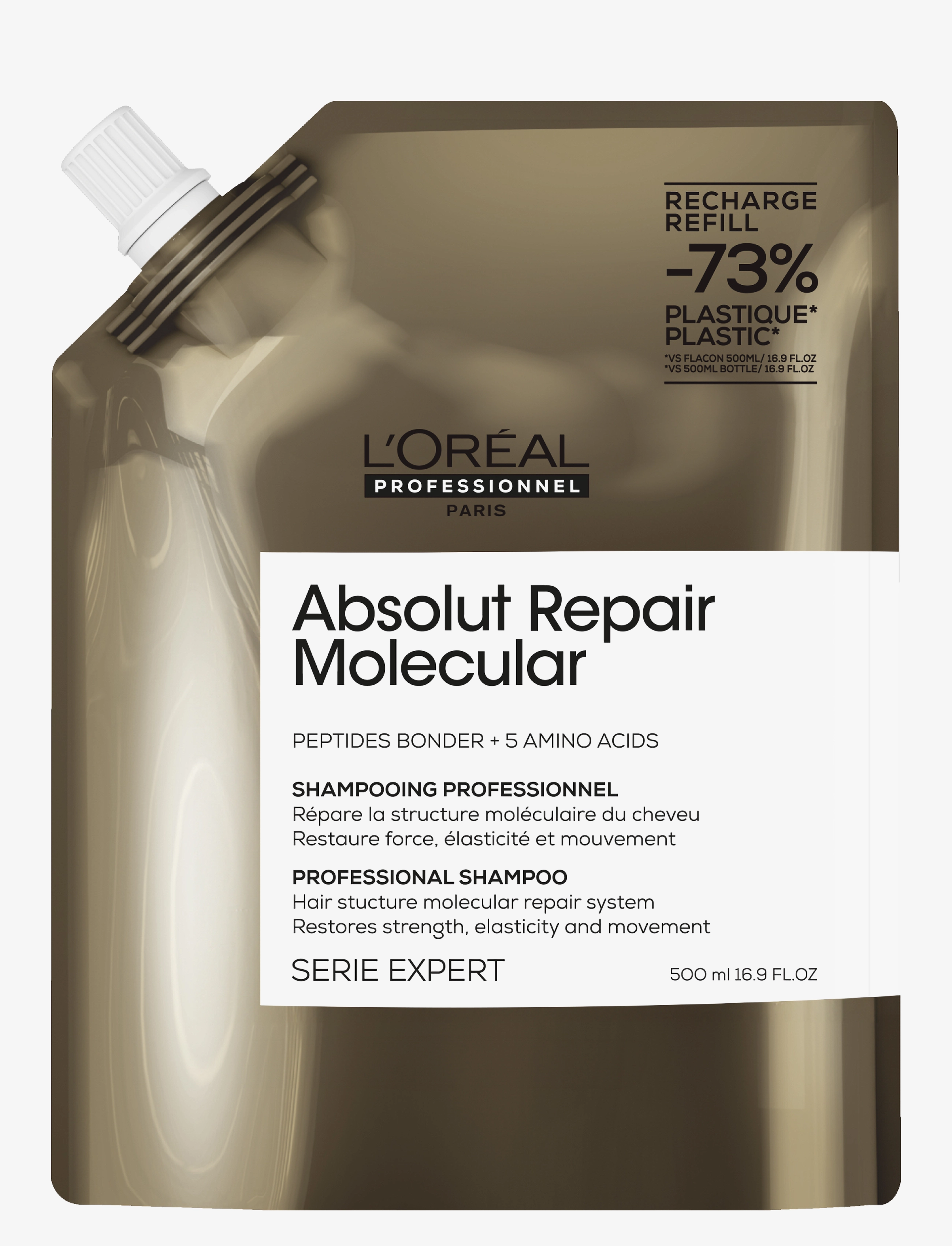 L'Oréal Professionnel Absolut Repair Molecular Shampoo Refill 500Ml, Shampoo, Nude, Str: 500 ML