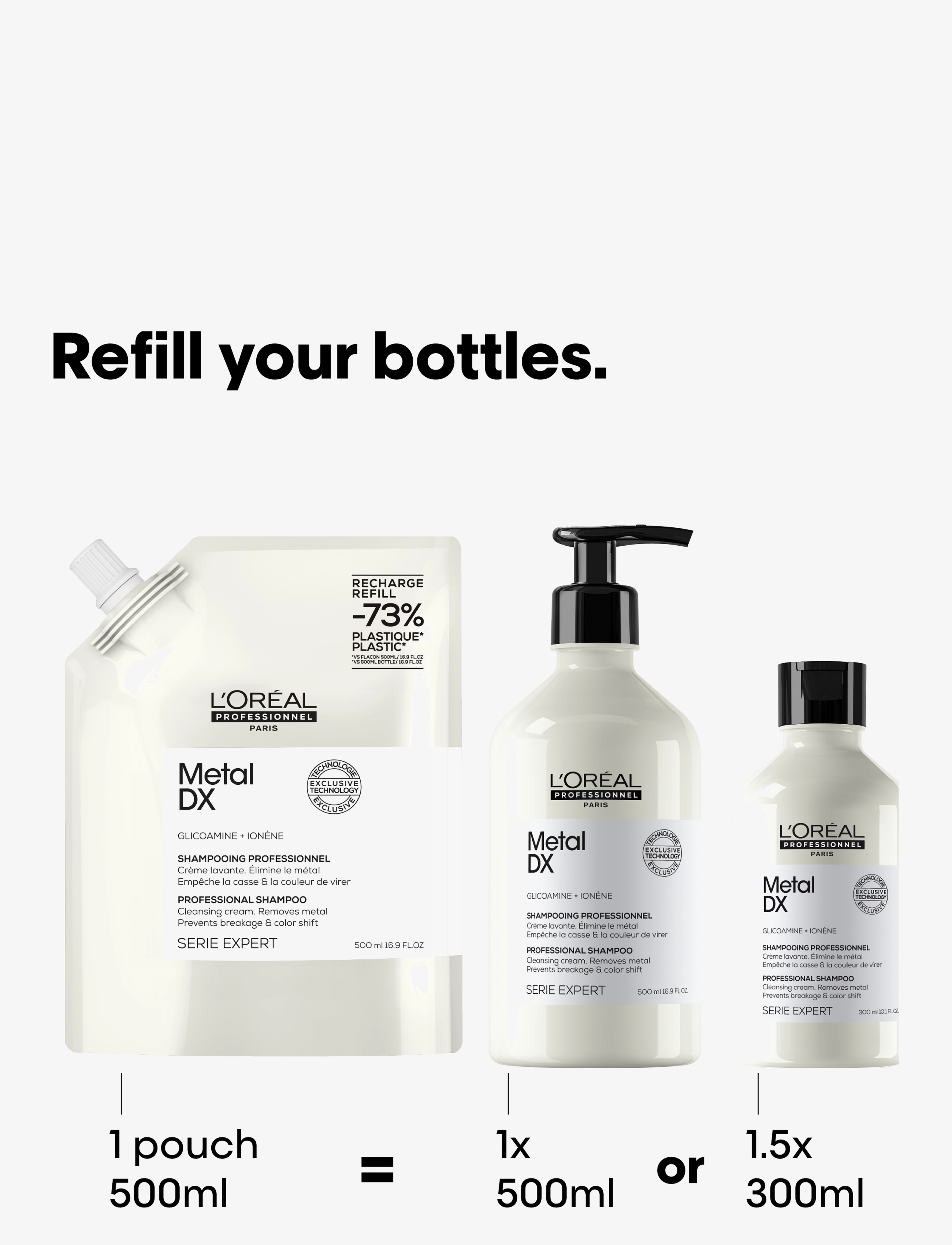 L'Oréal Professionnel - Metal DX Shampoo Refill - hårvård refill - clear - 1