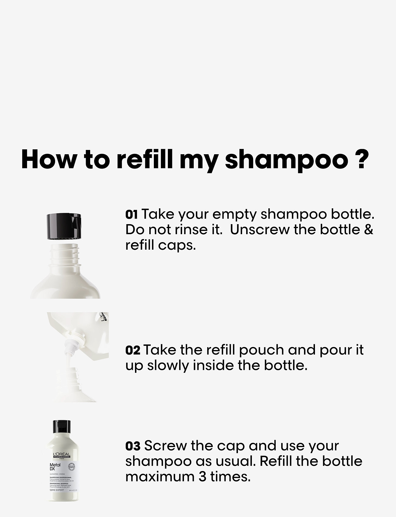 L'Oréal Professionnel - Metal DX Shampoo Refill - laveste priser - clear - 2
