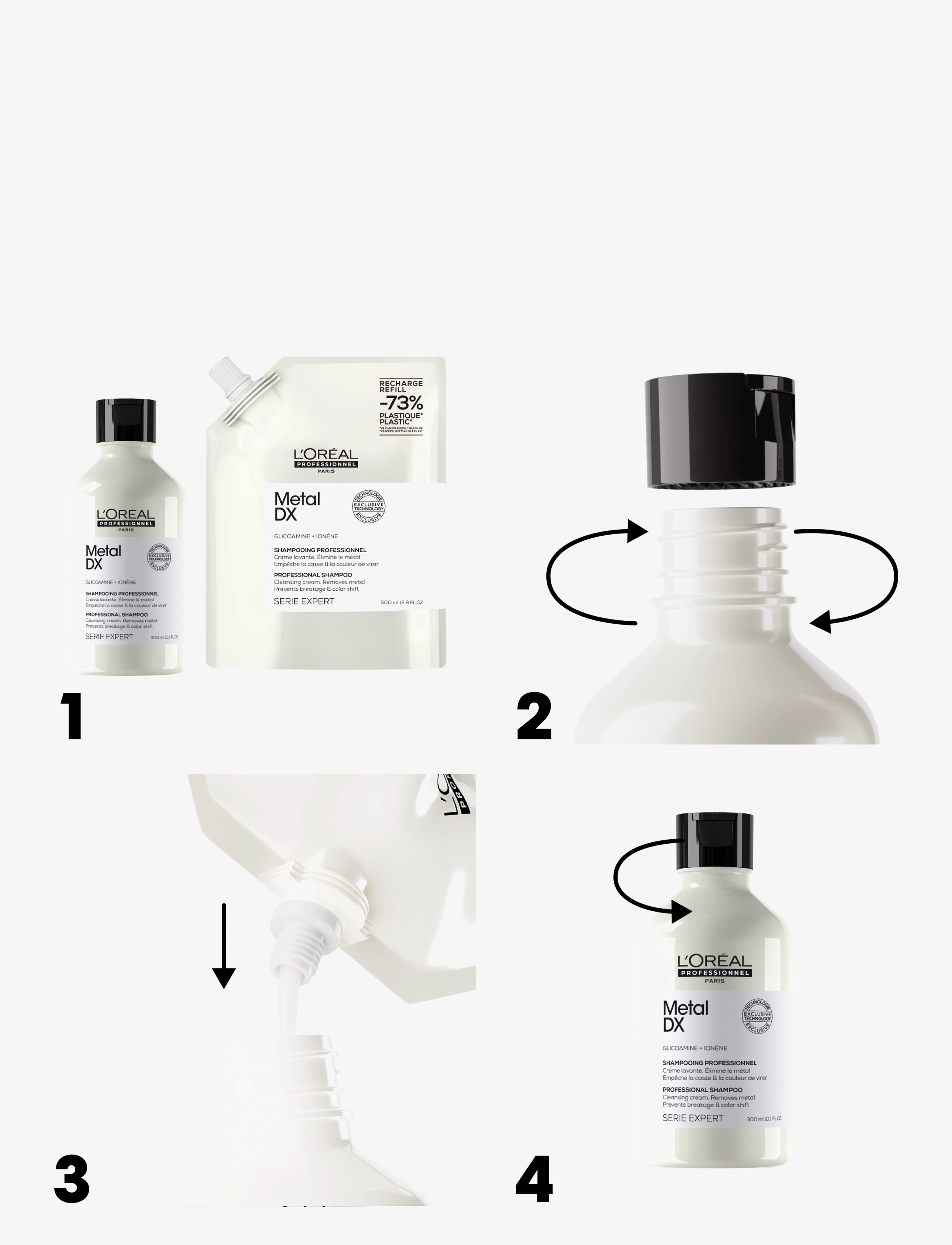 L'Oréal Professionnel - Metal DX Shampoo Refill - hårvård refill - clear - 3