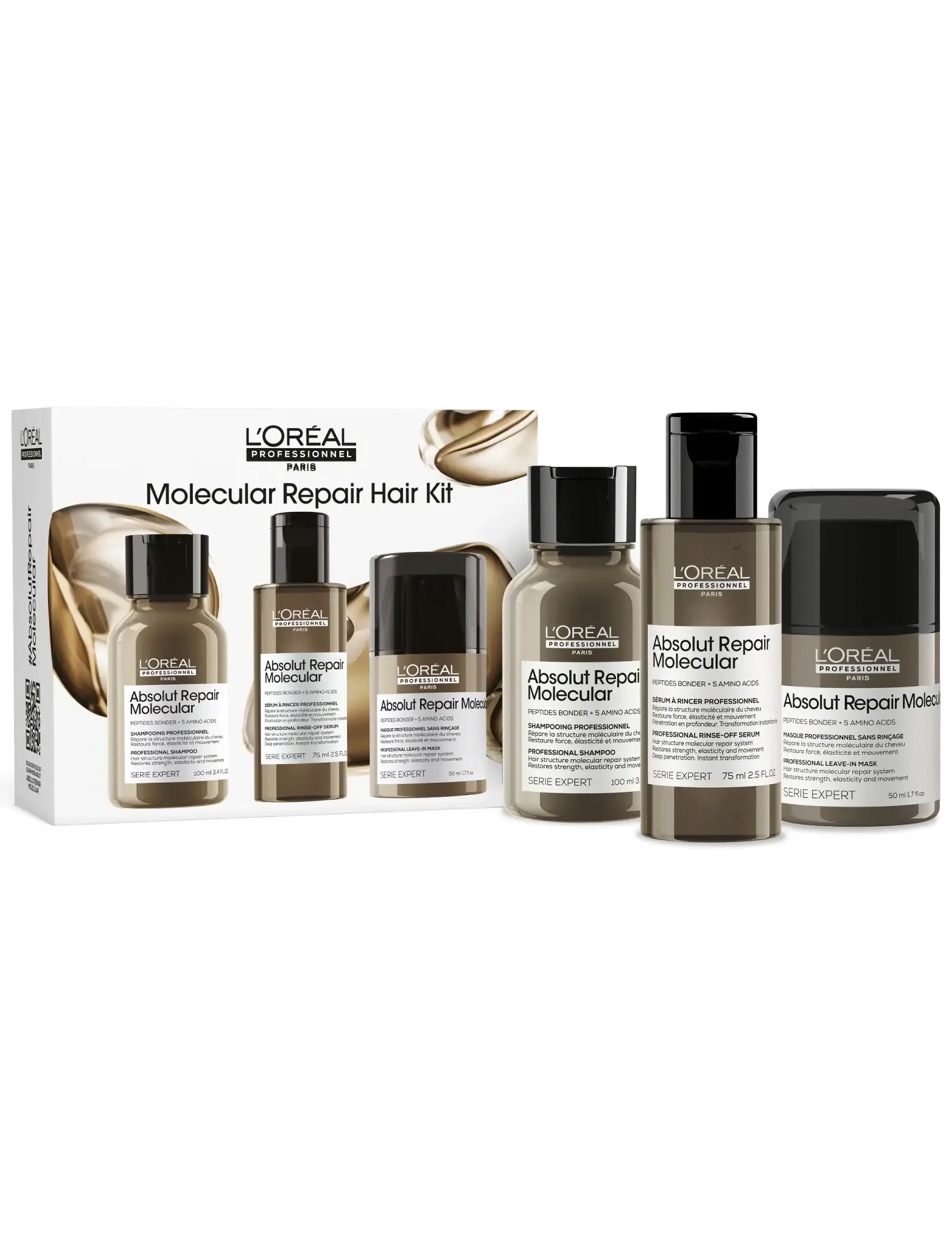 L'Oréal Professionnel L'Oréal Professionnel Absolut Repair Molecular: Shampoo 100ml + Rinse-off 75ml + Leave-in 50ml - Hårpleje - CLEAR / undefined