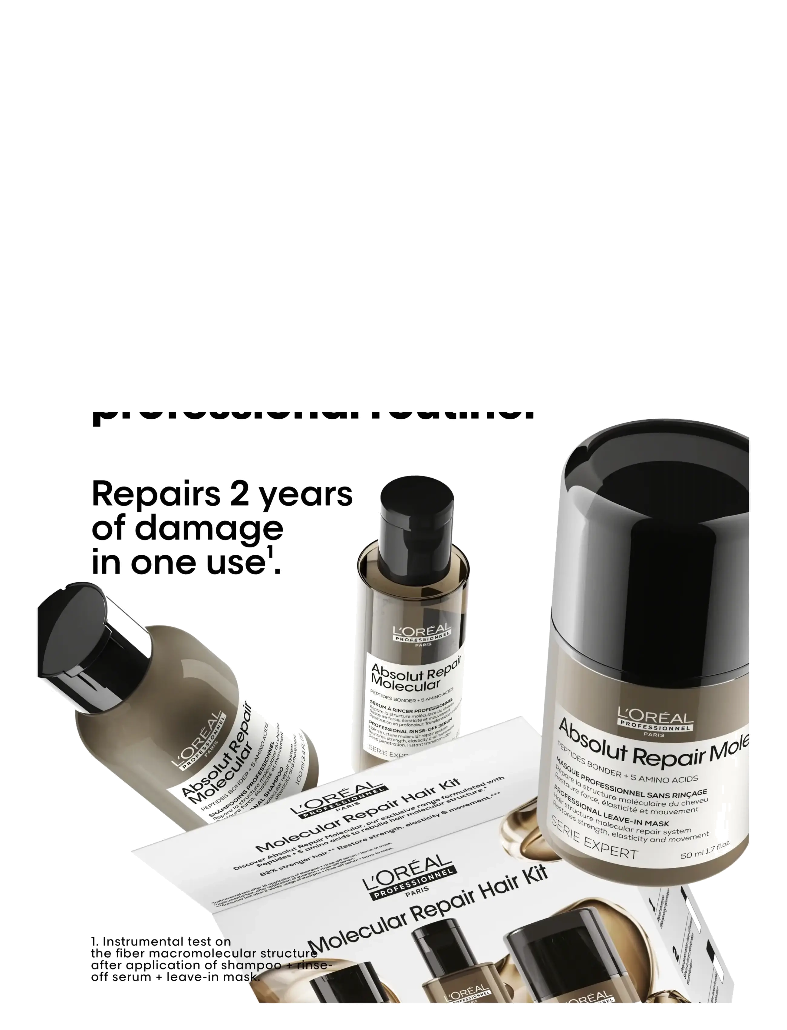 L'Oréal Professionnel - L'Oréal Professionnel Absolut Repair Molecular: Shampoo 100ml + Rinse-off 75ml + Leave-in 50ml - mellem 200-500 kr - clear - 1