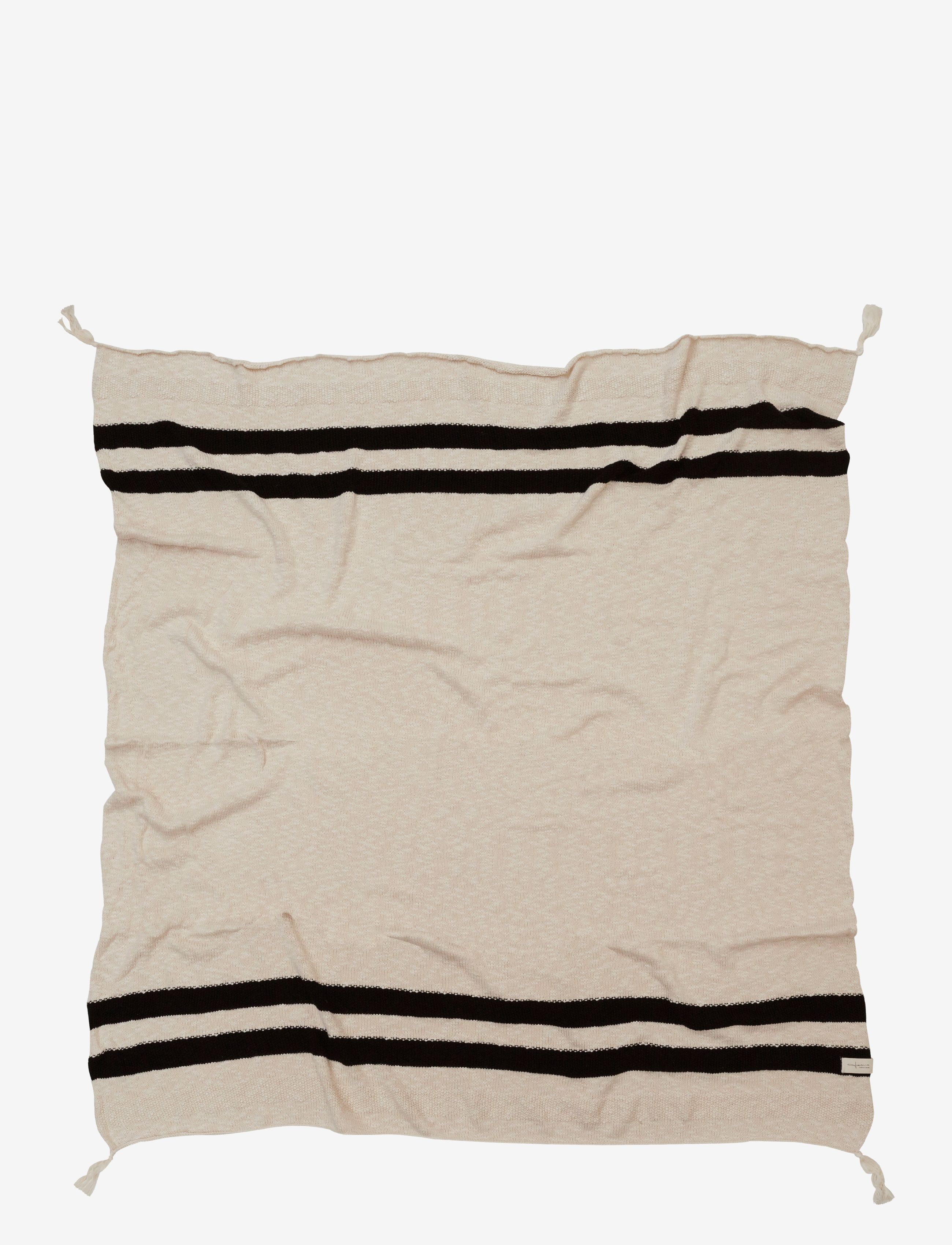 Lorena Canals Knitted Blanket Stripes Natural-Black, Blankets & Quilts, Beige, Str: ONE SIZE
