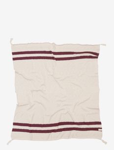 Knitted blanket Stripes Natural-Burgundy, Lorena Canals