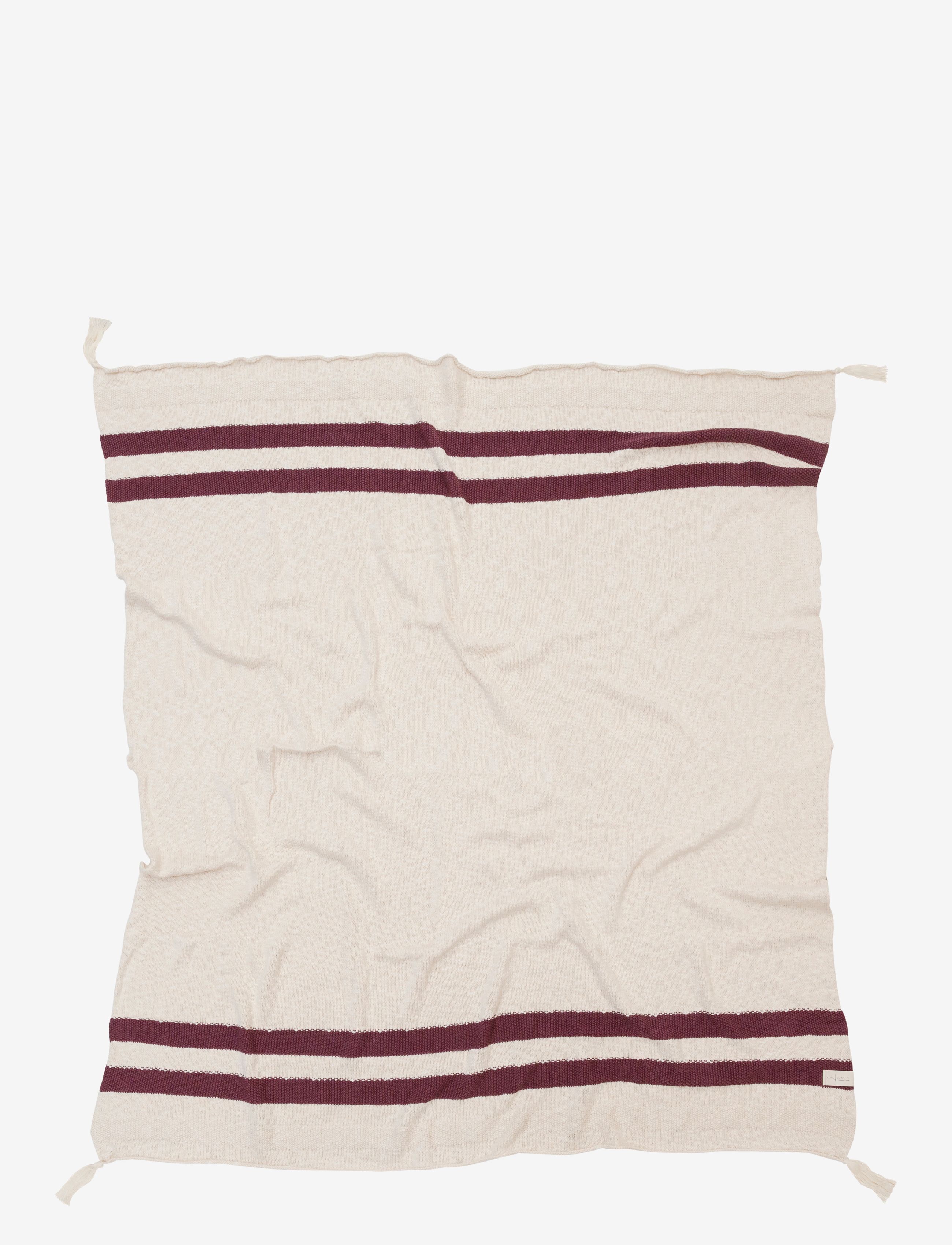 Lorena Canals Knitted Blanket Stripes Natural-Burgundy, Blankets & Quilts, Beige, Str: ONE SIZE