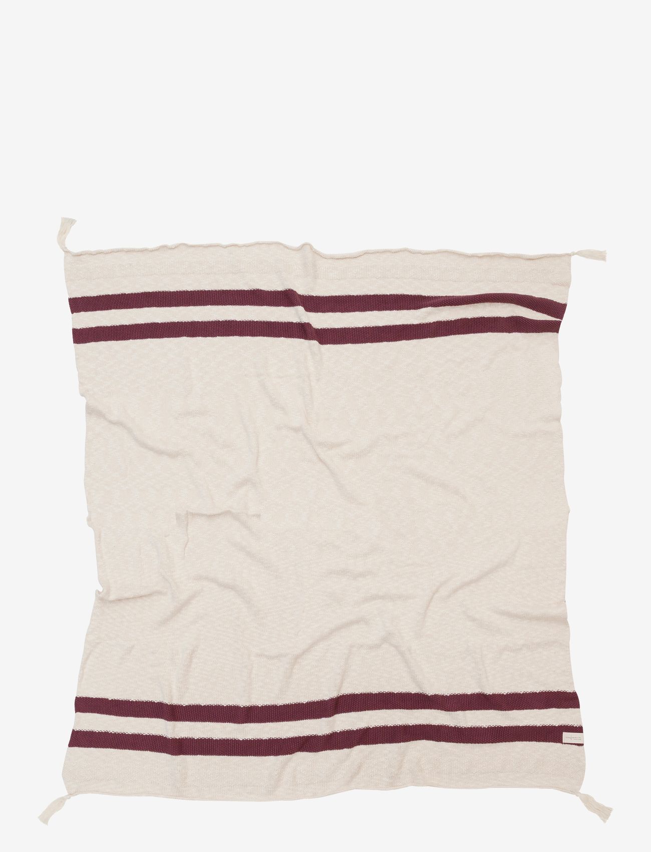 Lorena Canals - Knitted blanket Stripes Natural-Burgundy - antklodės - beige - 0