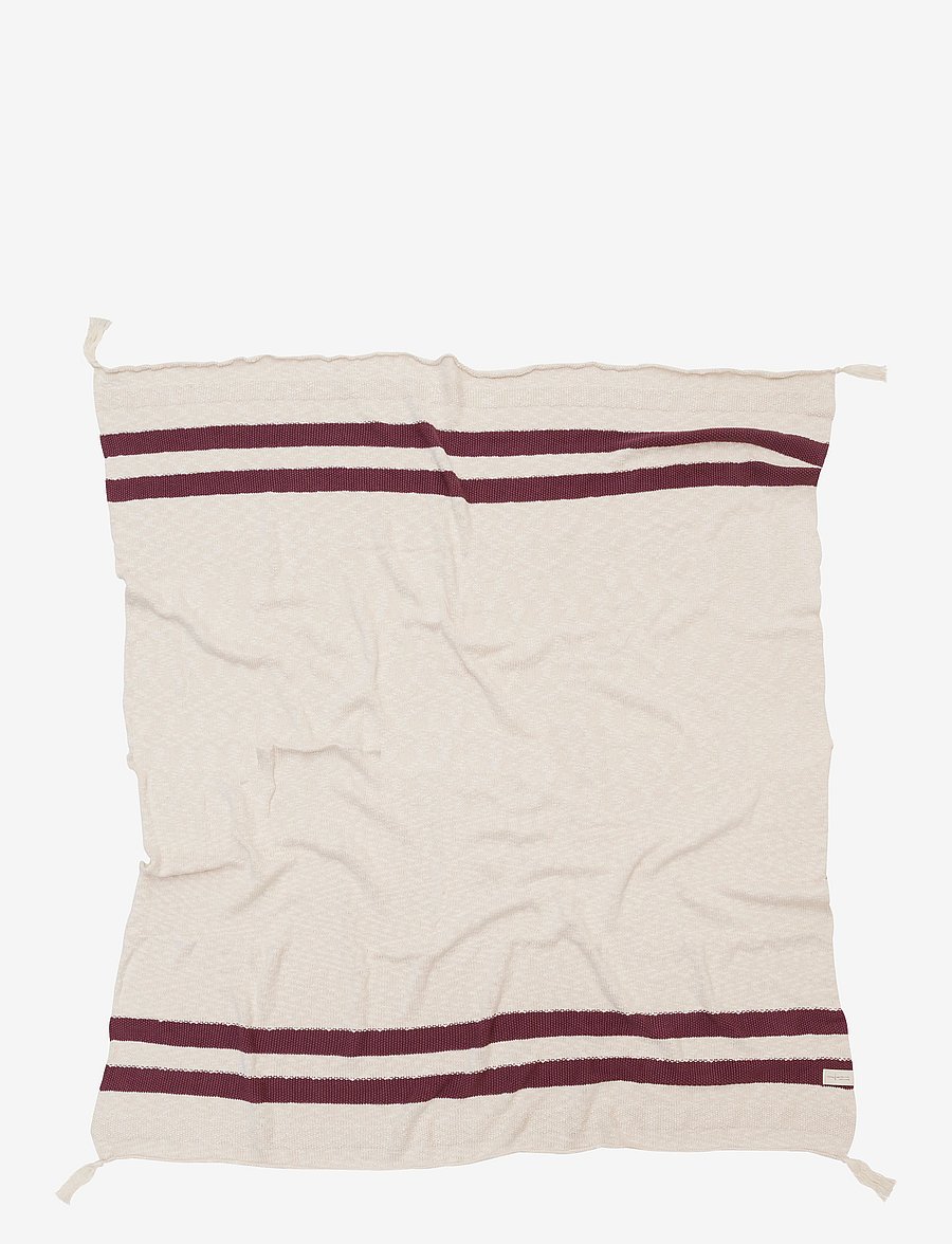 Lorena Canals - Knitted blanket Stripes Natural-Burgundy - tekid - beige - 0