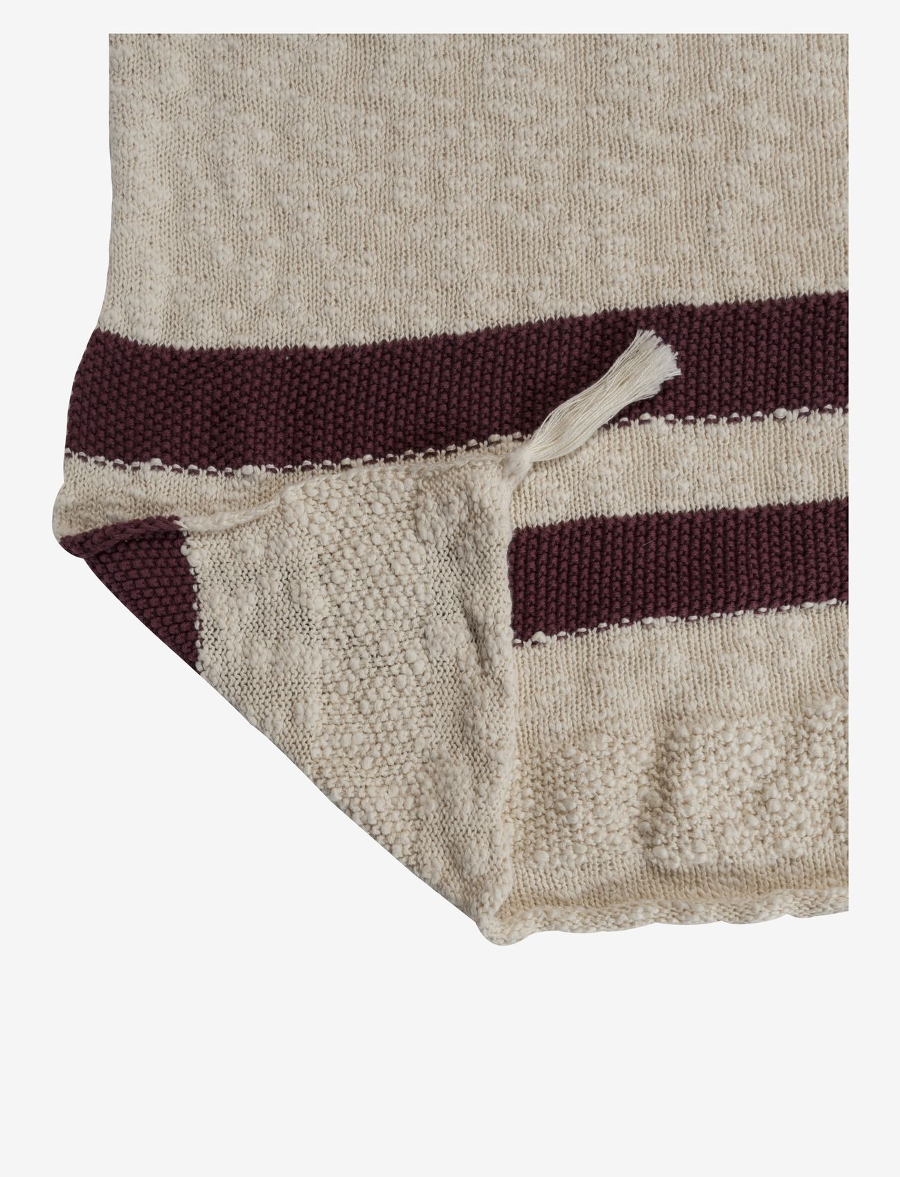 Lorena Canals - Knitted blanket Stripes Natural-Burgundy - antklodės - beige - 1