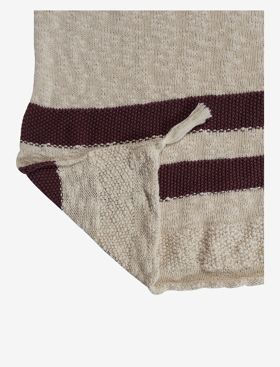 Lorena Canals - Knitted blanket Stripes Natural-Burgundy - tekid - beige - 1