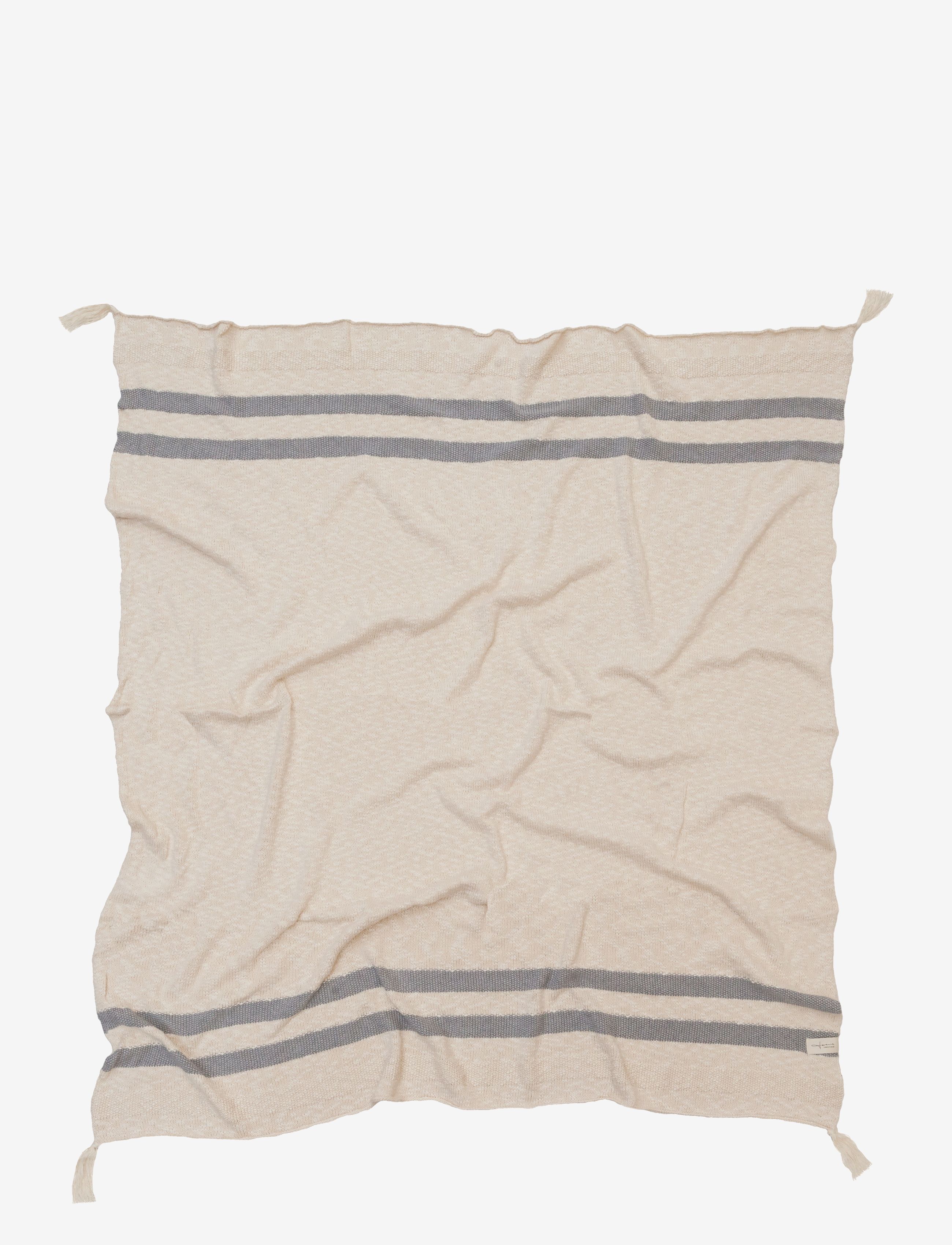 Lorena Canals Knitted Blanket Stripes Natural-Grey, Blankets & Quilts, Beige, Str: ONE SIZE