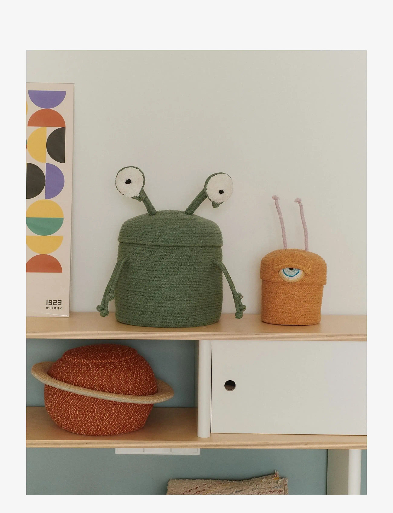 Lorena Canals - Basket Alien Ploot - opbevaringskurve - orange, aqua, honey, ivory, malwa, black, turqouish - 3