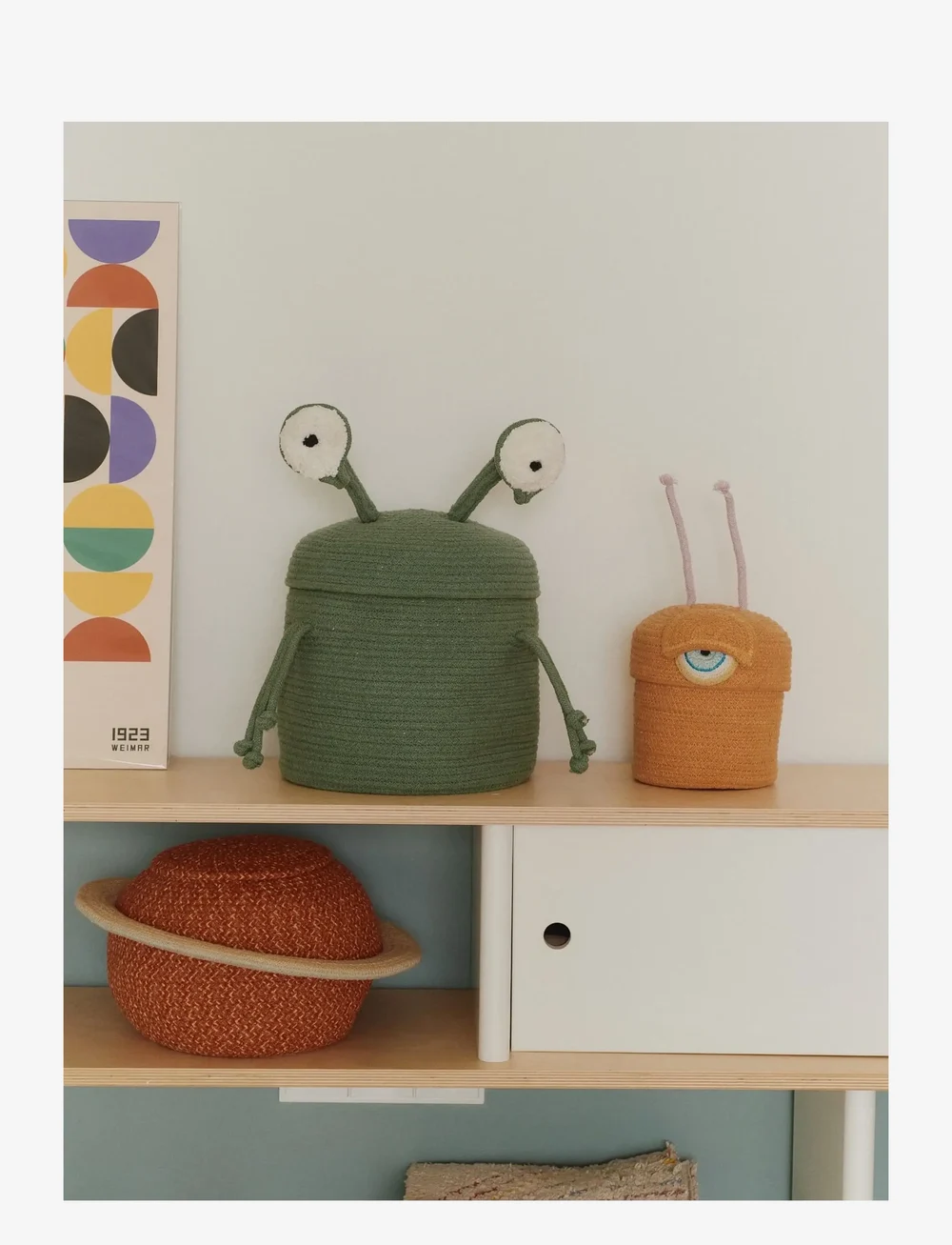 Lorena Canals - Basket Alien Ploot - opbevaringskurve - orange, aqua, honey, ivory, malwa, black, turqouish - 3