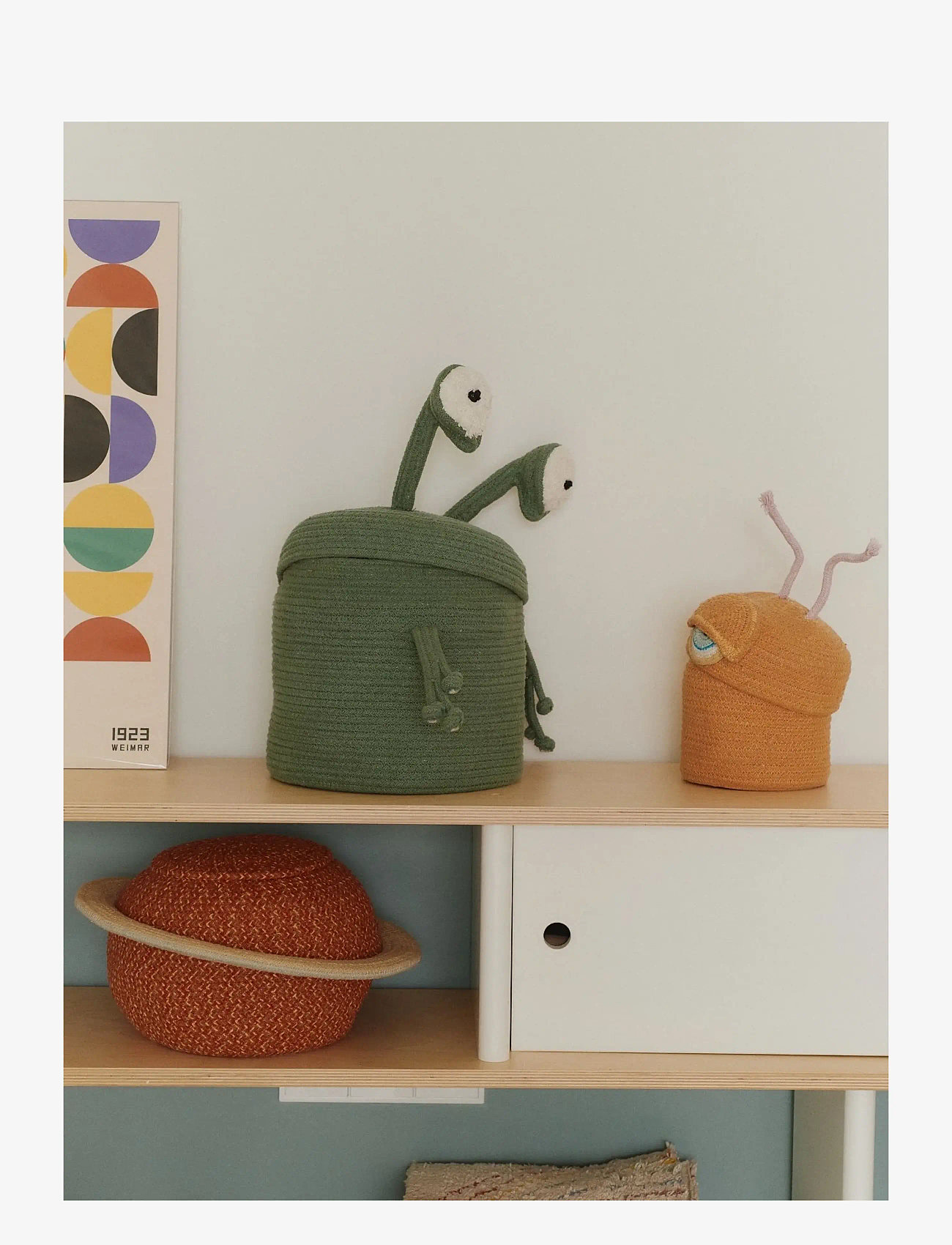 Lorena Canals - Basket Alien Ploot - opbevaringskurve - orange, aqua, honey, ivory, malwa, black, turqouish - 5