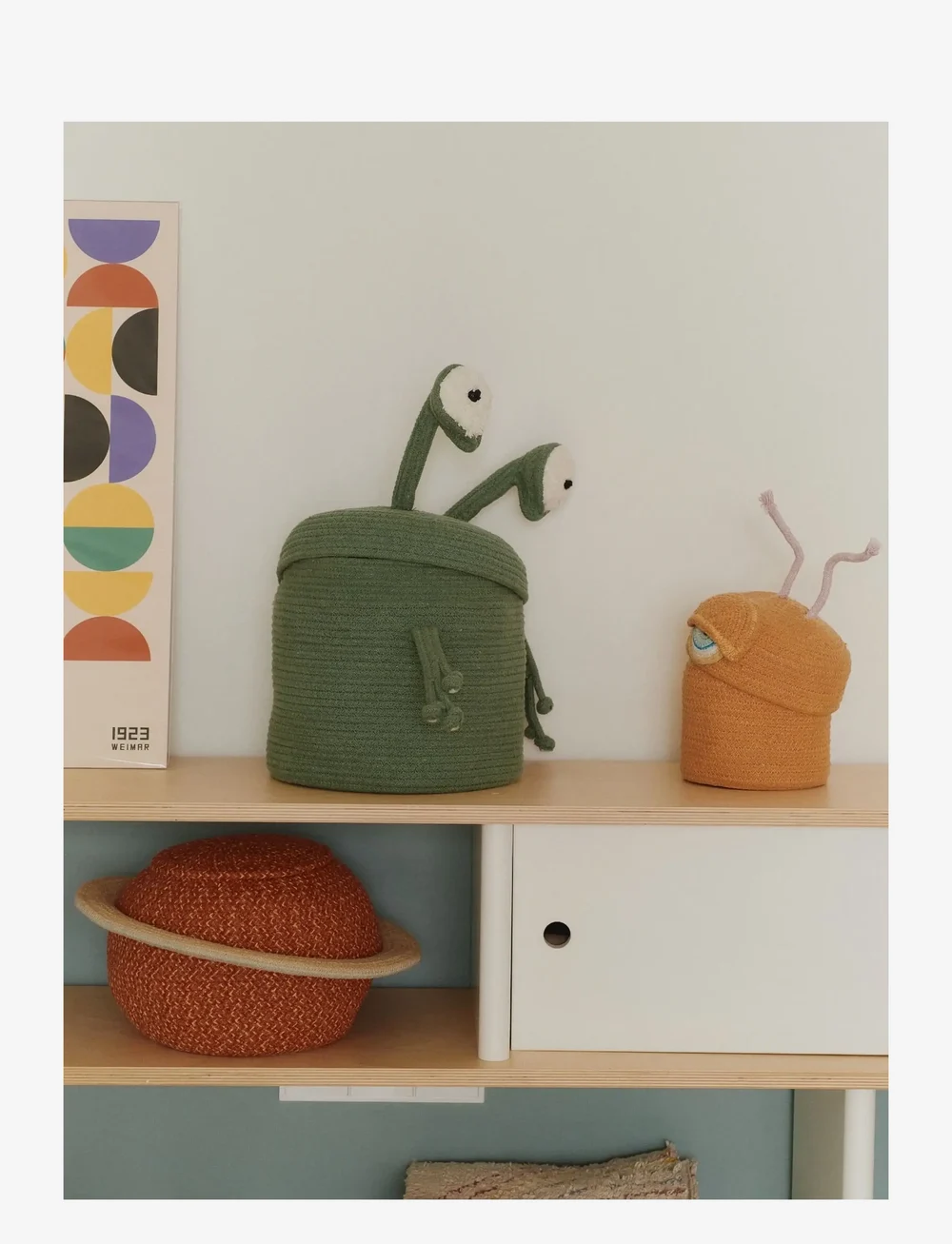 Lorena Canals - Basket Alien Ploot - opbevaringskurve - orange, aqua, honey, ivory, malwa, black, turqouish - 5