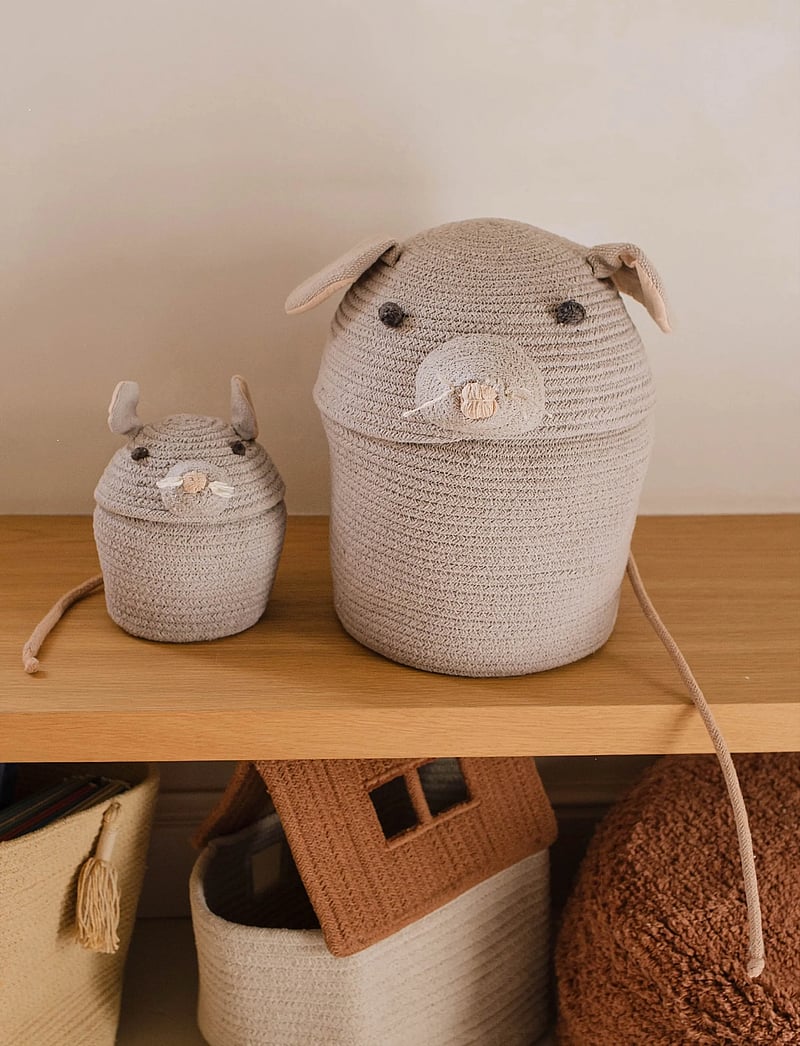 Lorena Canals - Basket Mini Renata the Rat - opbevaringskurve - pearl grey, rose, dark grey - 0