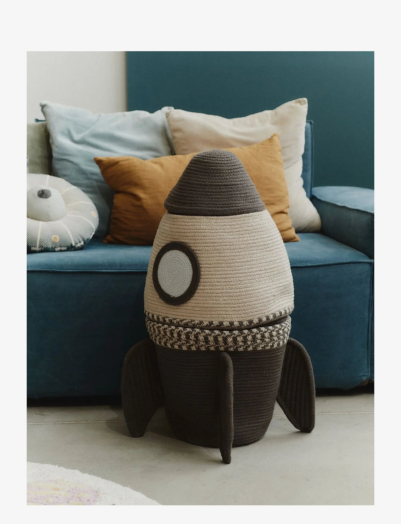 Lorena Canals - Basket Giant Rocket - hoiukorvid - natural, dark grey, plain blue - 3