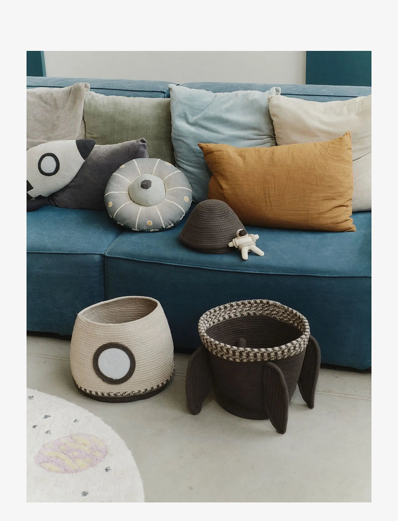 Lorena Canals - Basket Giant Rocket - hoiukorvid - natural, dark grey, plain blue - 4