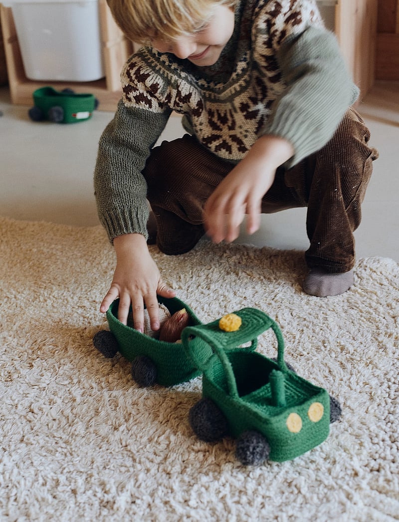 Lorena Canals - Basket Tractor - aufbewahrungskörbe - dark grey, mustard, monstera green - 0