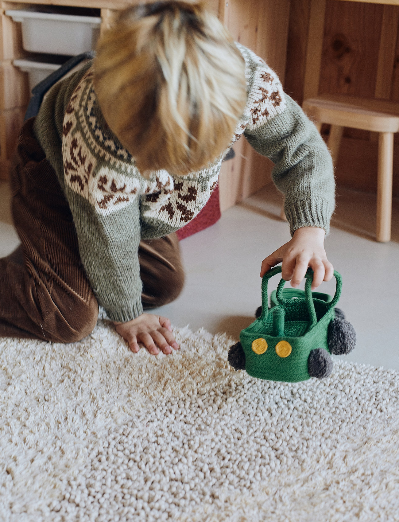 Lorena Canals - Basket Tractor - säilytyskorit - dark grey, mustard, monstera green - 4
