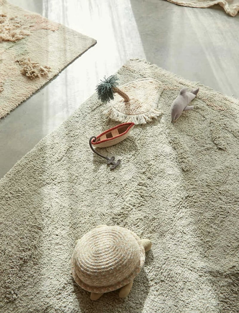 Lorena Canals - Basket Baby Turtle - hoiukorvid - olive, ivory, natural, honey, blue sage - 5
