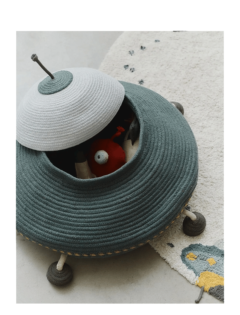 Lorena Canals - Basket UFO - storage baskets - trazo green, yellow, natural, plain blue, dark grey, red - 2