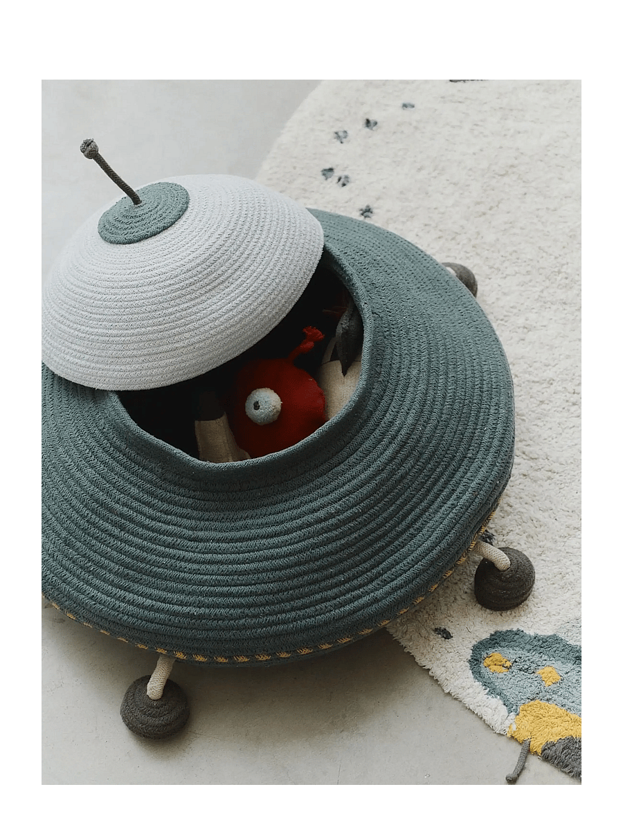 Lorena Canals - Basket UFO - aufbewahrungskörbe - trazo green, yellow, natural, plain blue, dark grey, red - 2