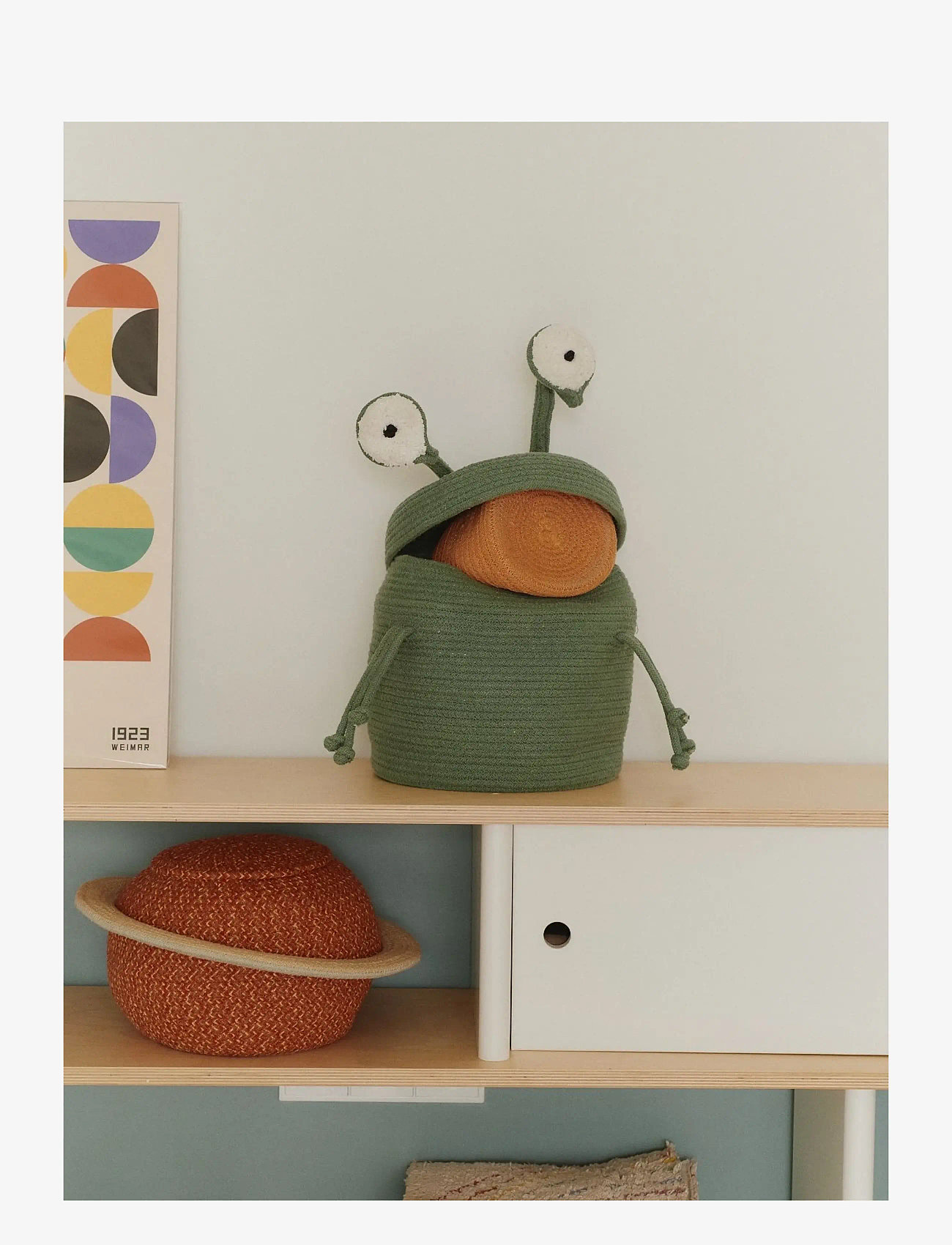 Lorena Canals - Basket Alien Zog - daiktų laikymo dėžės - green, ivory, black - 4