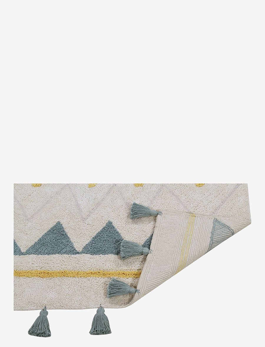 Lorena Canals - Azteca Natural-Azul Vintage/Natural-Vintage Blue - rechteckig teppiche - natural, yellow, vintage blue, pearl grey, dark grey - 2