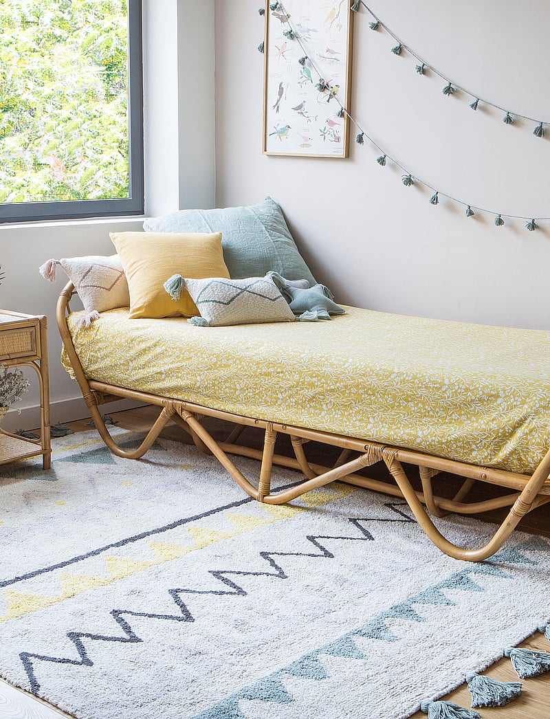 Lorena Canals - Azteca Natural-Azul Vintage/Natural-Vintage Blue - ristkülikukujulised vaibad - natural, yellow, vintage blue, pearl grey, dark grey - 0