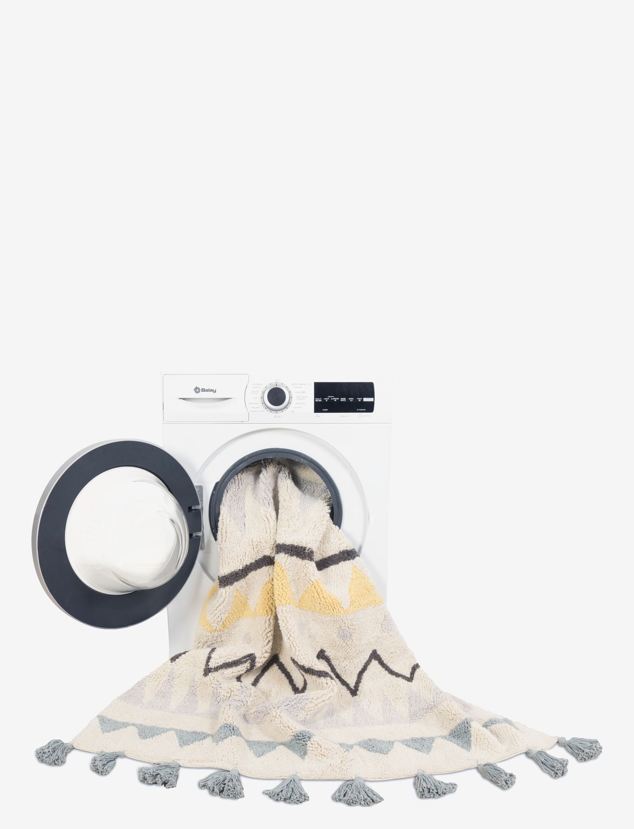 Lorena Canals - Azteca Natural-Azul Vintage/Natural-Vintage Blue - ristkülikukujulised vaibad - natural, yellow, vintage blue, pearl grey, dark grey - 3