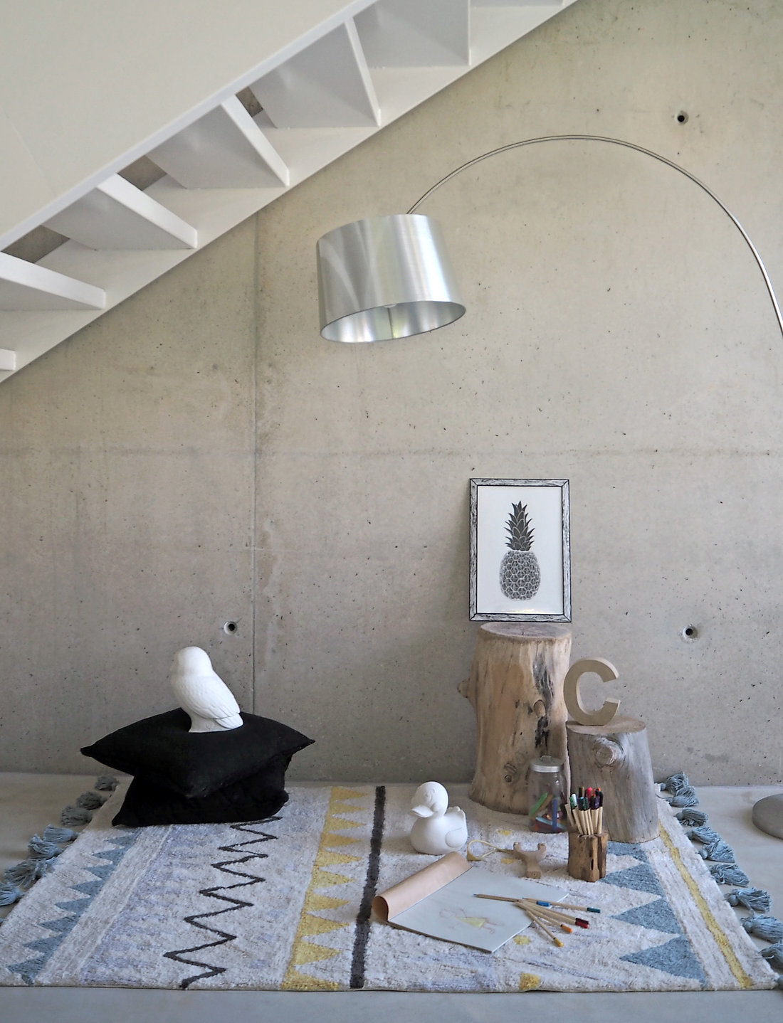 Lorena Canals - Azteca Natural-Azul Vintage/Natural-Vintage Blue - ristkülikukujulised vaibad - natural, yellow, vintage blue, pearl grey, dark grey - 0