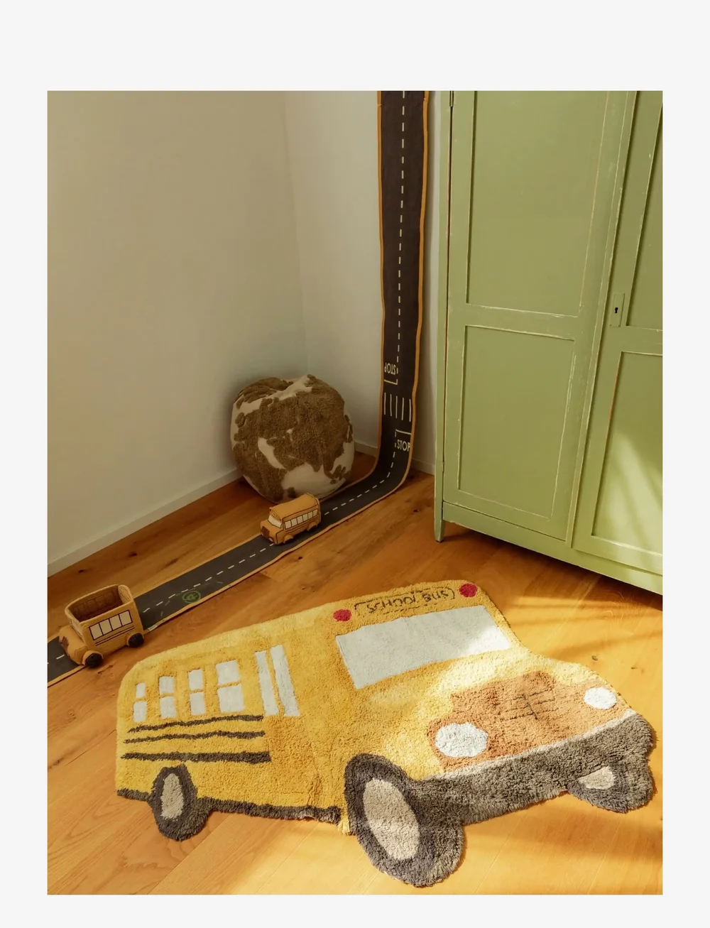 Lorena Canals - Washable Rug School Bus - asymmetriske tæpper - corn silk, light honey, dark honey, vanilla, honey, bright grey, pale blue, soil brown, dark grey, n - 1