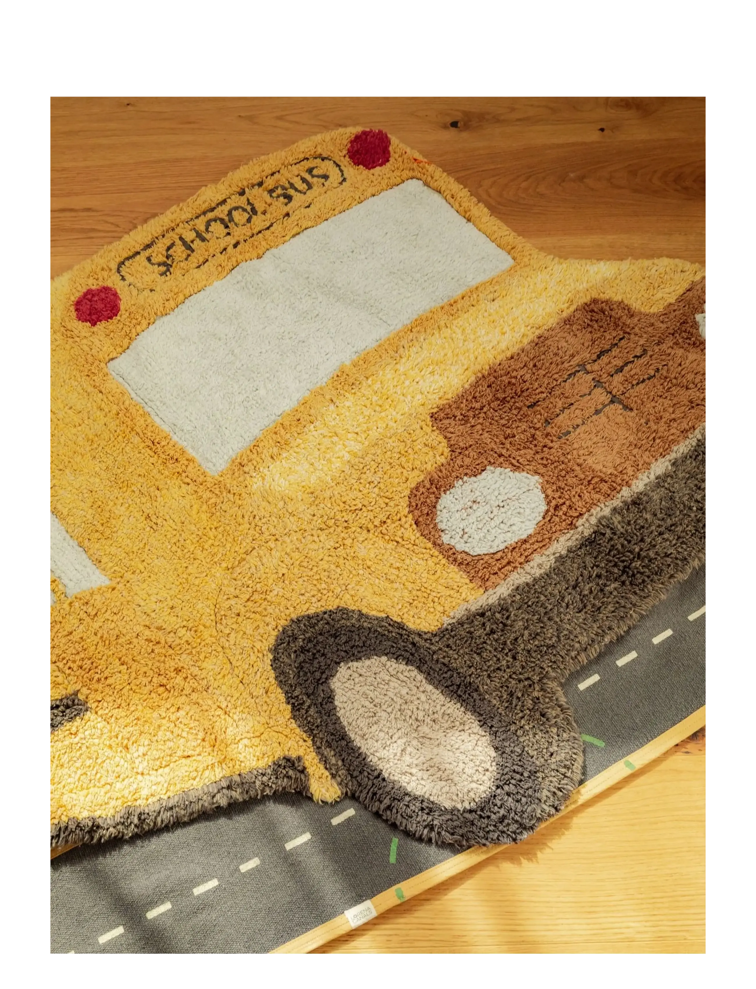 Lorena Canals - Washable Rug School Bus - asymmetric rugs - corn silk, light honey, dark honey, vanilla, honey, bright grey, pale blue, soil brown, dark grey, n - 3