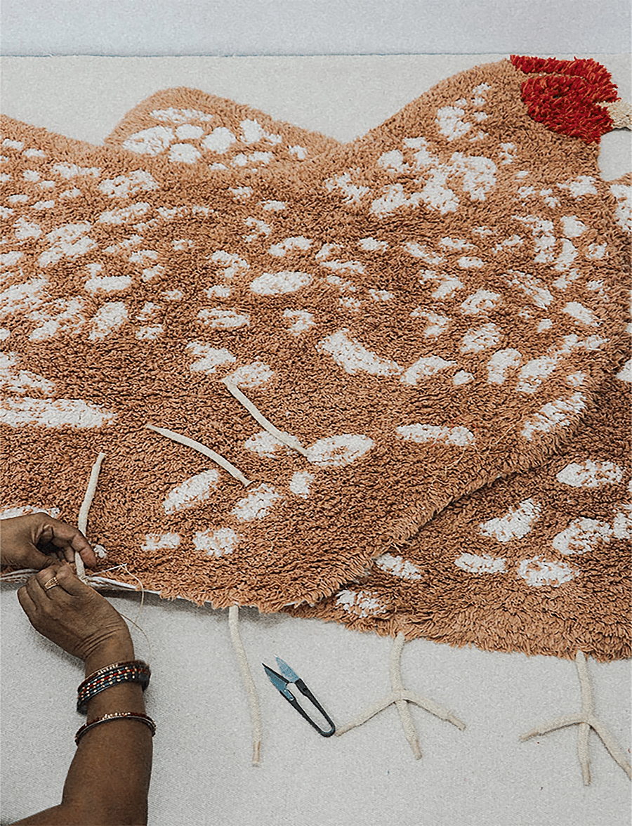 Lorena Canals - Washable rug Chicken - asymmetrische teppiche - natural, chestnut, light honey, red, terracotta - 5