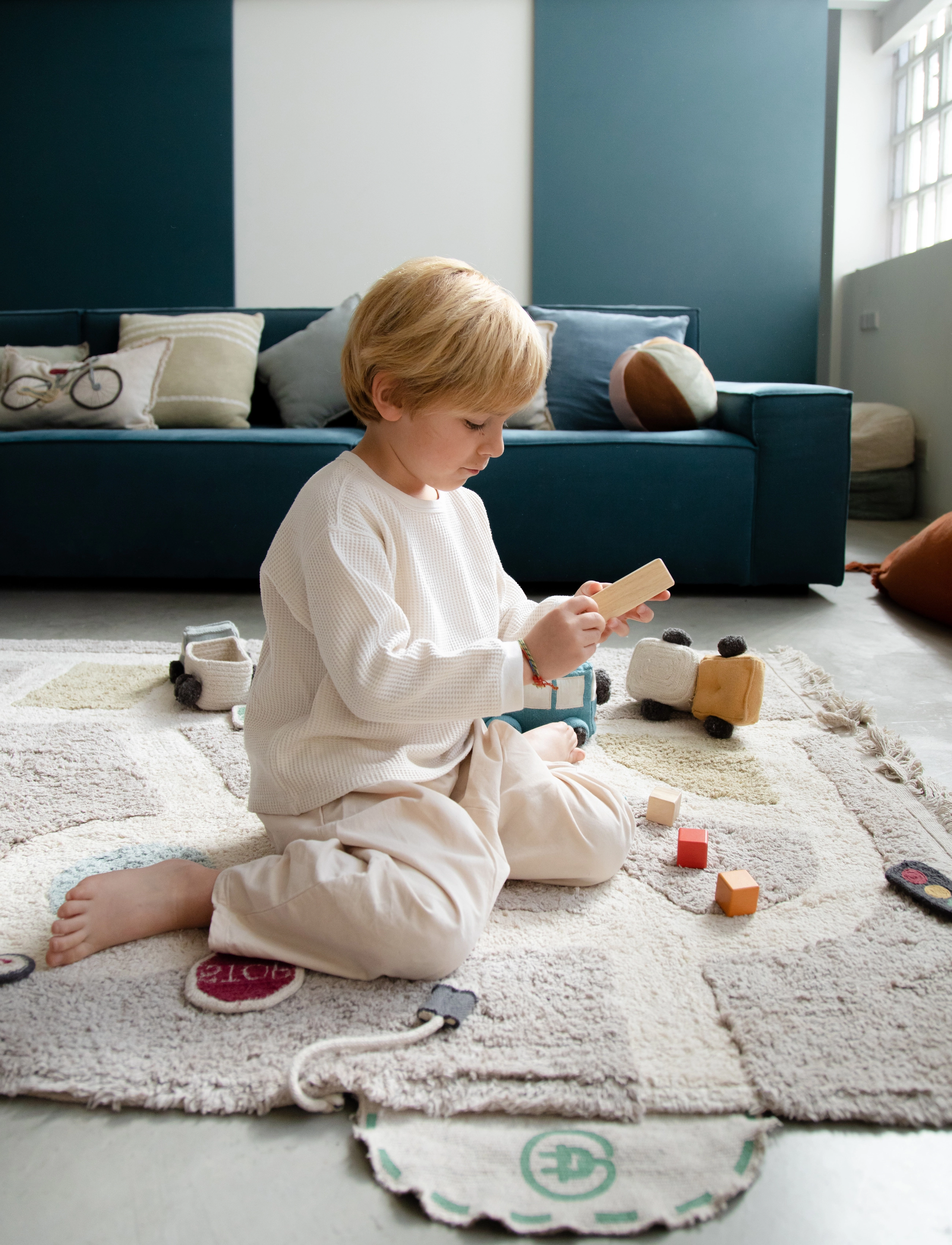 Lorena Canals Washable Play Rug Ecocity, 120X170 cm, Multi/patterned, Babysøvn > Legemåtter, Børn