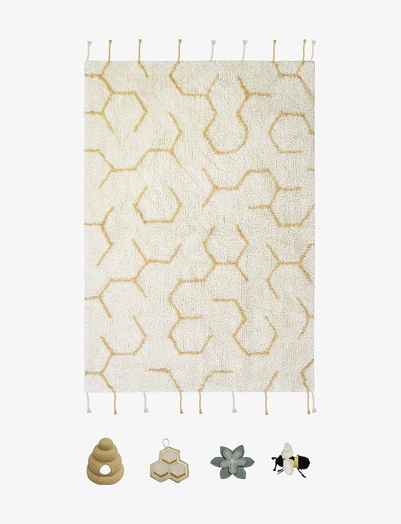 Lorena Canals - Play rug Pollination - rektangulära mattor - ivory, natural, light honey, blue sage, black - 0