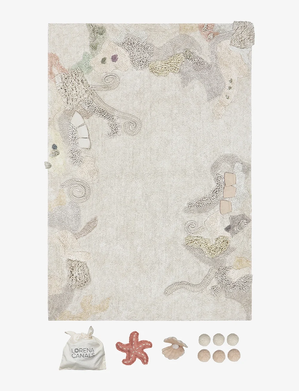 Lorena Canals - Washable play rug Seabed - ristkülikukujulised vaibad - natural, honey, olive, vanilla, rose, light green, woodrose, nude - 0