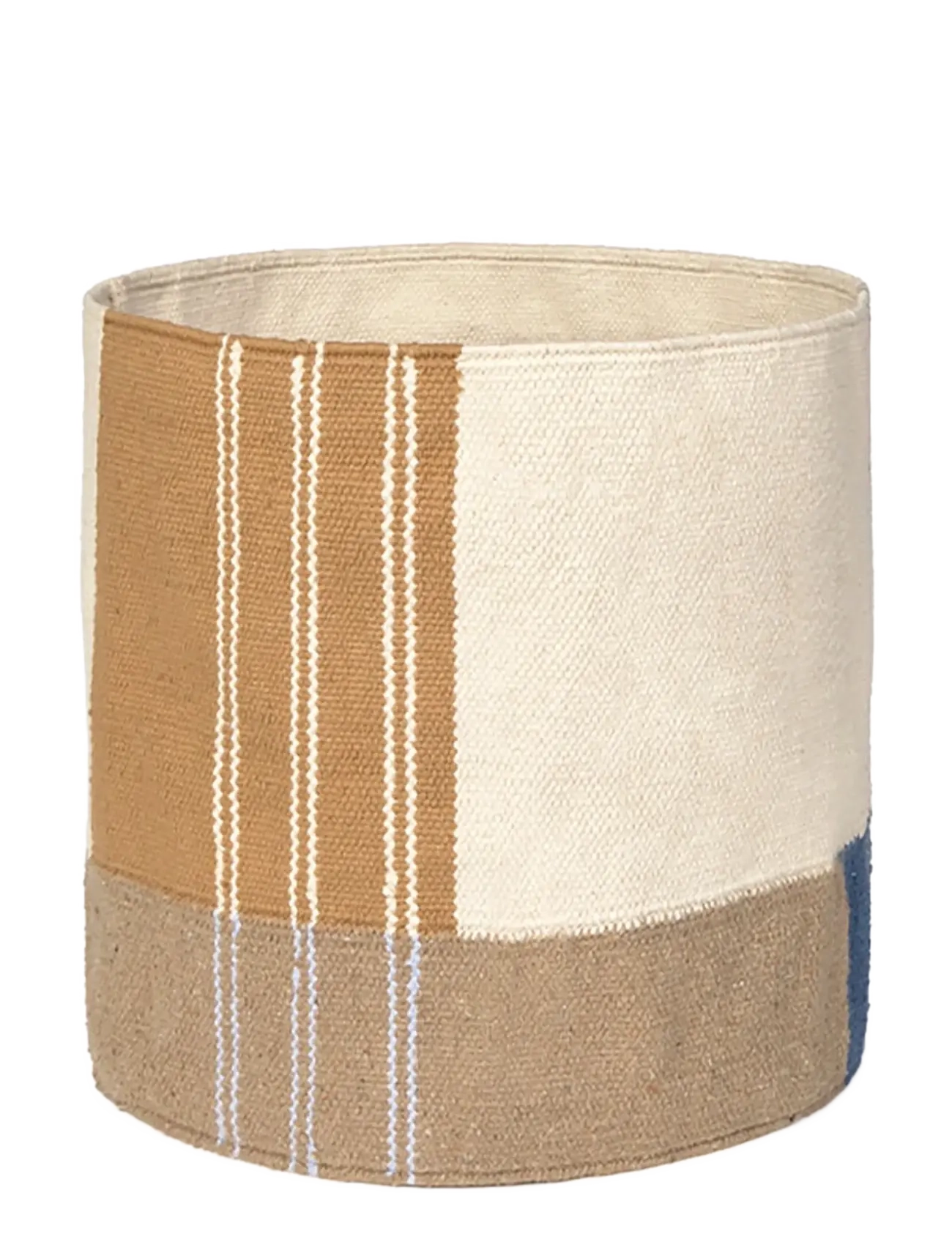 Lorena Canals Handloom Basket Nopal - Lorena Canals - RUGCYCLED, OCHRE, PATRIOT BLUE, ANIL, SOIL BROWN, NATURAL / beige