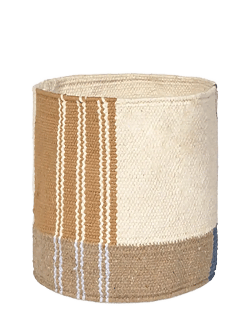 Lorena Canals - Handloom Mini Basket Nopal - opbevaringskurve - rugcycled , ochre , patriot blue , anil , soil brown , natural - 1