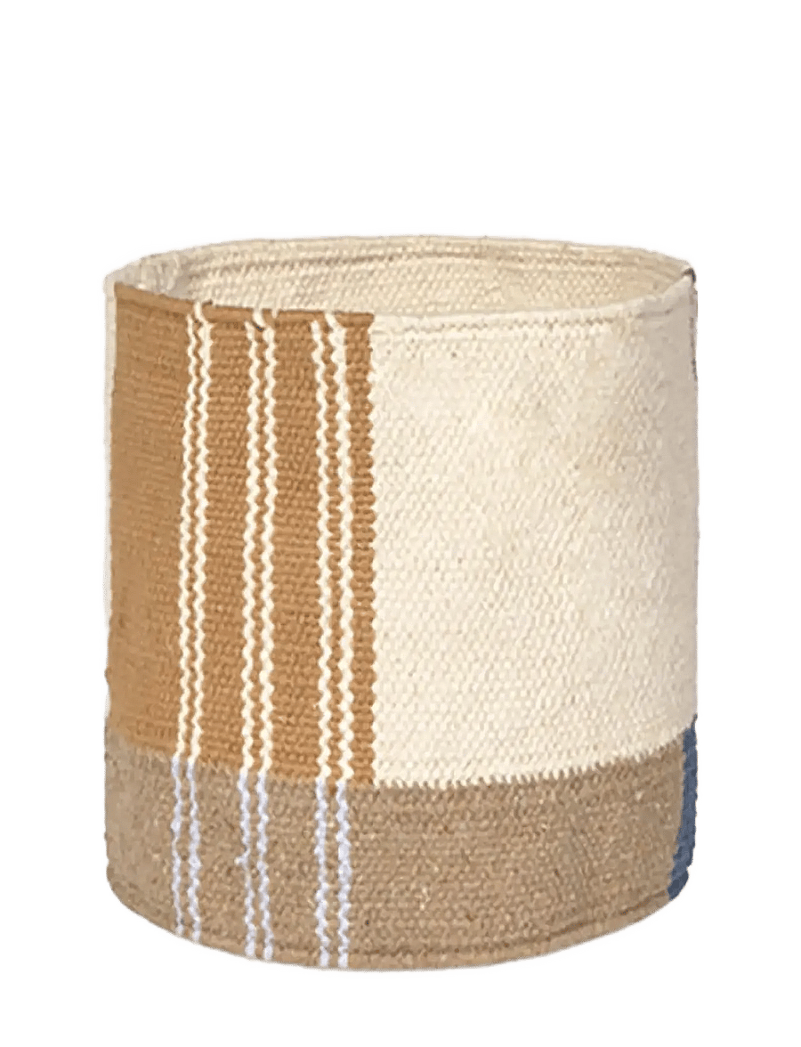 Lorena Canals - Handloom Mini Basket Nopal - hoiukorvid - rugcycled , ochre , patriot blue , anil , soil brown , natural - 1