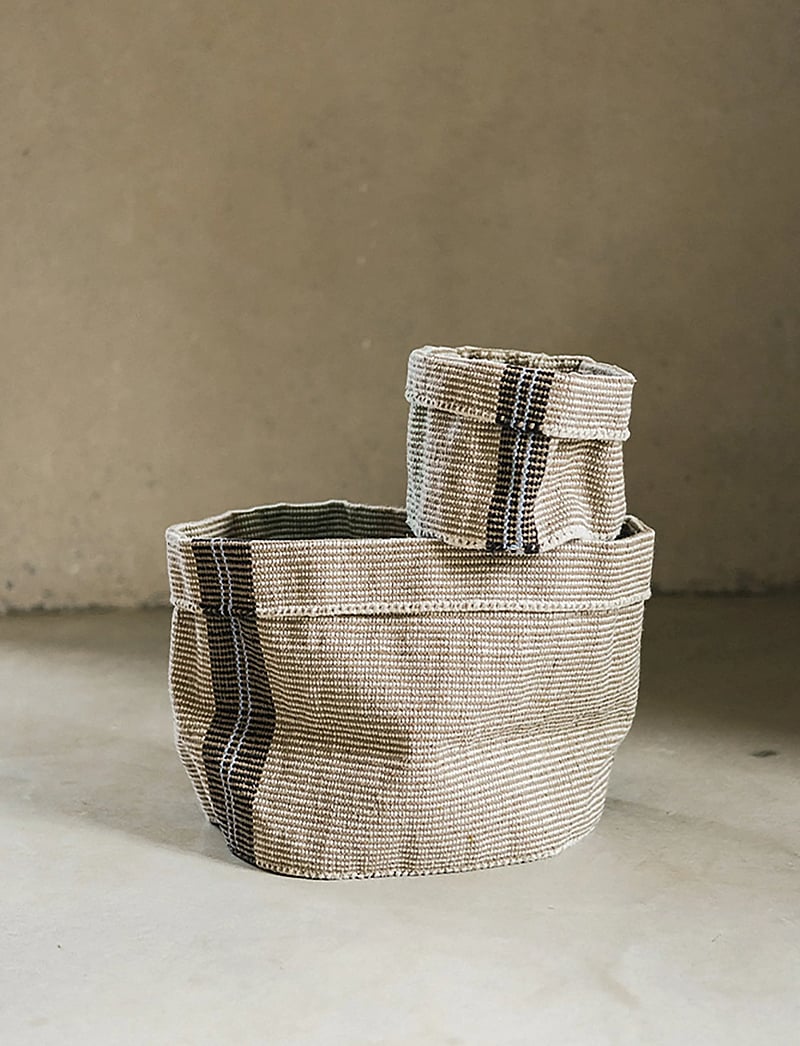 Lorena Canals - Handloom Basket Tule - opbevaringskurve - rugcycled, natural, aqua, anil, coffee - 0