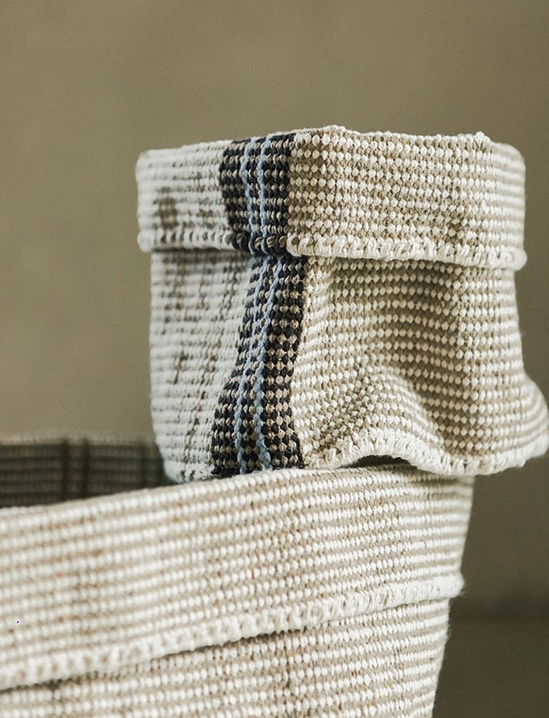 Lorena Canals - Handloom Mini Basket Tule - opbevaringskurve - rugcycled, natural, aqua, anil, coffee - 3