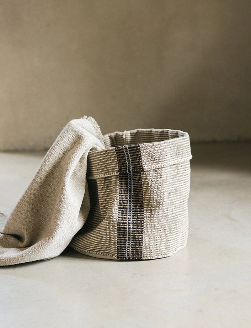 Lorena Canals - Handloom Mini Basket Tule - opbevaringskurve - rugcycled, natural, aqua, anil, coffee - 4
