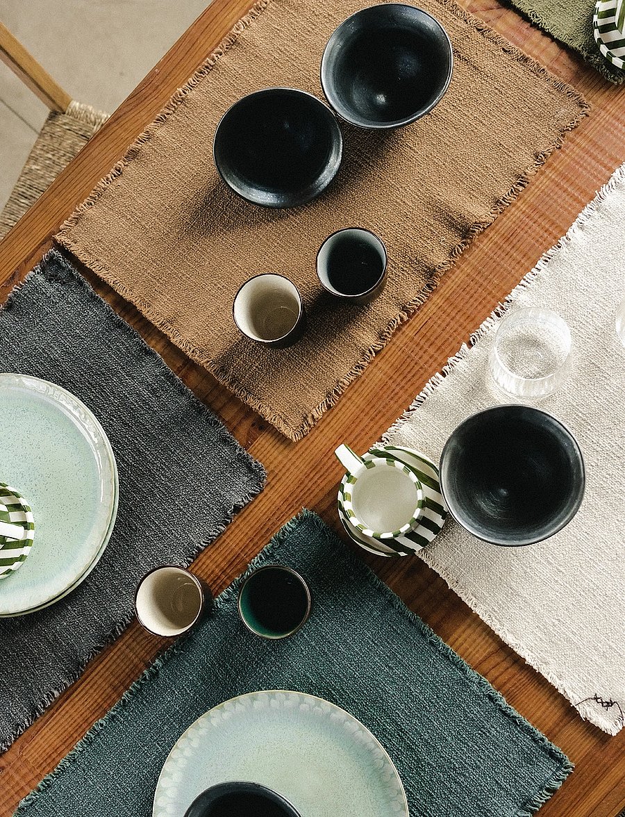 Lorena Canals - Handloom Placemats Duck green (Set of 2) - dækkeservietter - duck green - 0